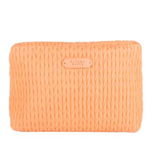 Melon sorbet weave large cosmetic bag