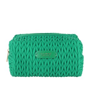Jade green weave rectangular makeup bag