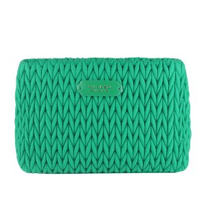 Jade green weave small cosmetic bag