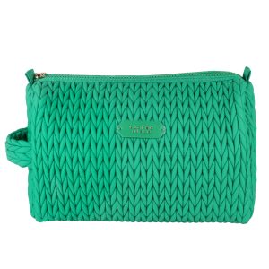 Jade green weave large toiletry bag