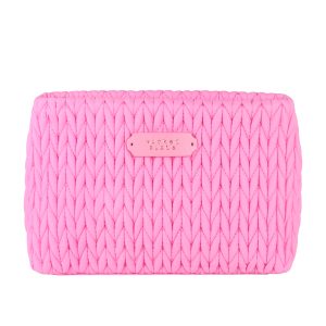 Pink sorbet weave small cosmetic bag