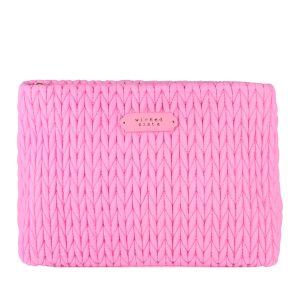 Pink sorbet weave large cosmetic bag