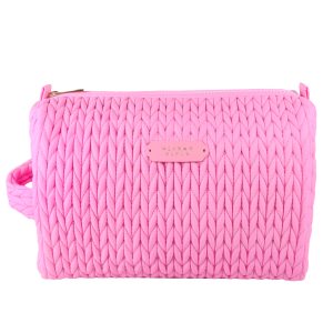 Pink sorbet weave large toiletry bag